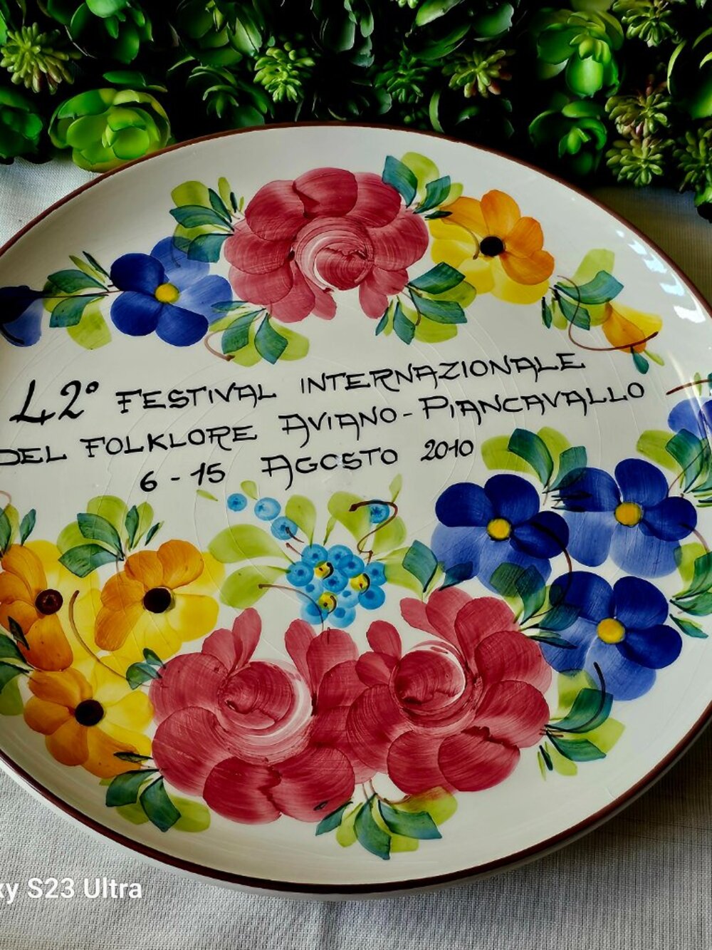 Galvani Ceramic Plate 2010 Italy Festival Internazionale hand-painted floral Sou